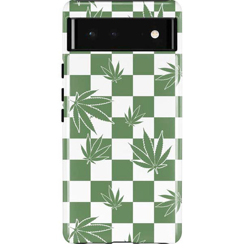 Marijuana Green Checkered Pixel Cases